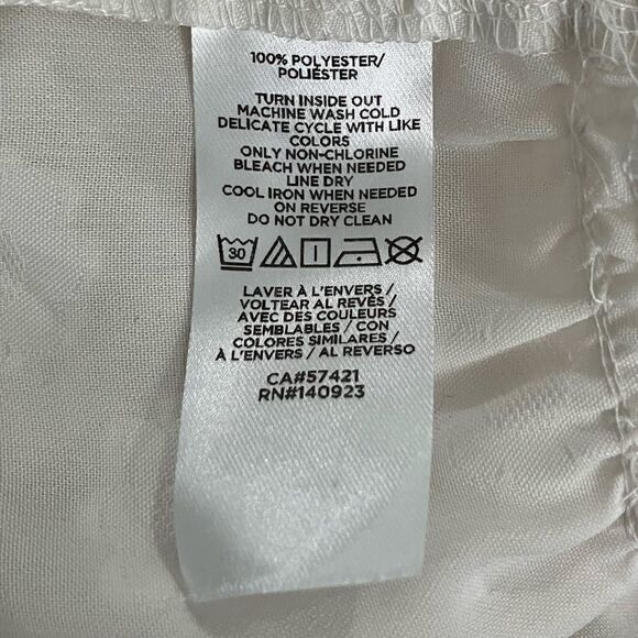 White Shimmer Floral Blouse Split Neck Sz Med LOFT - Picture 7 of 12